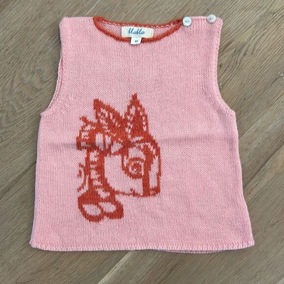 Blabla Pink Sweater Tank Button Detail on Left Shoulder (4Y) - Picture 1 of 4